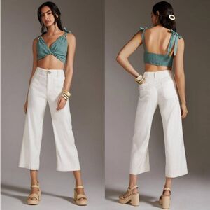 Anthropologie Maeve The Collette White Wide leg Crop Pants 26